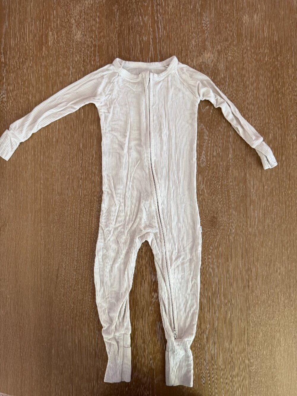 Little Sleepies White Sand Ribbed Zippy Size 12-18 months